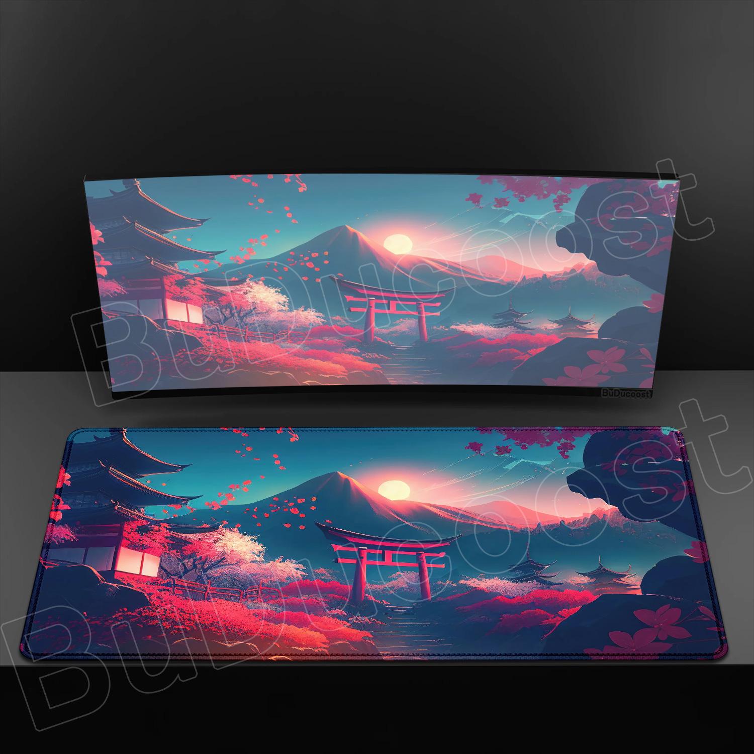Exquisite XXL Anti Slip Rubber Mouse Pad Desktop Keyboard Pad Office Gaming Mouse Pad Anime Landscape Sunset Extended Mouse Mats 300x600mm