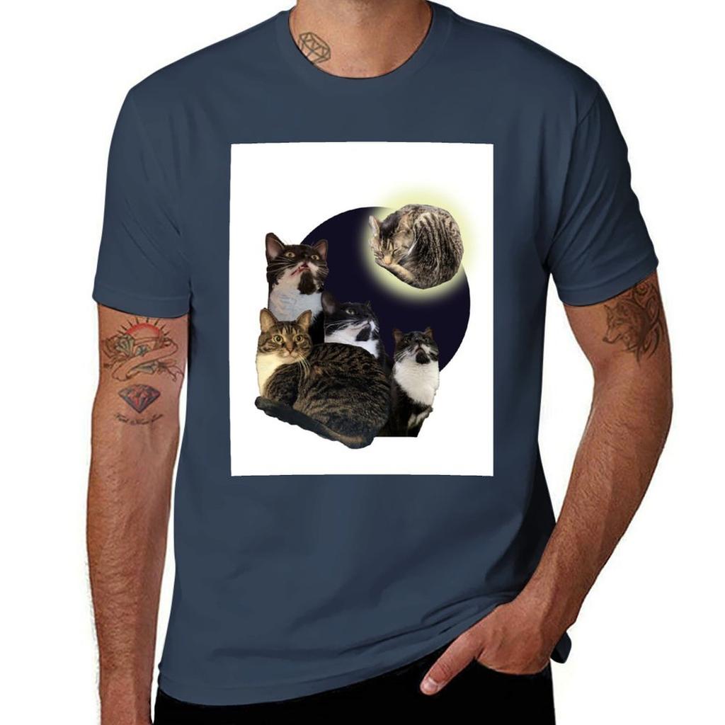 4 Cat Moon Tshirt Moisture Wicking Athletic Tshirt