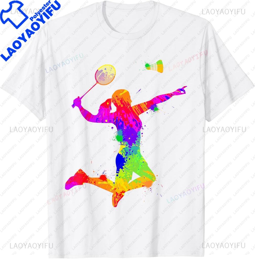 Colorful Shuttlecock Birdie Badminton Player Sports Lover TShirt Unisex Clothing Tops Streetwear Graphic T Shirts Camisetas