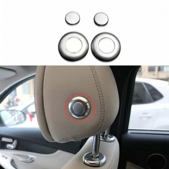 Ring Trim For Benz GLE GLS Silver Aluminum 2016- Seat Headrest Adjust Button