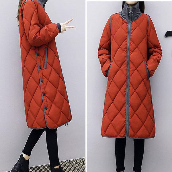 Women's Over-the-knee Jackets, Women's Down Jackets, Mid-length, Large-size Loose and Thick Cotton Jackets