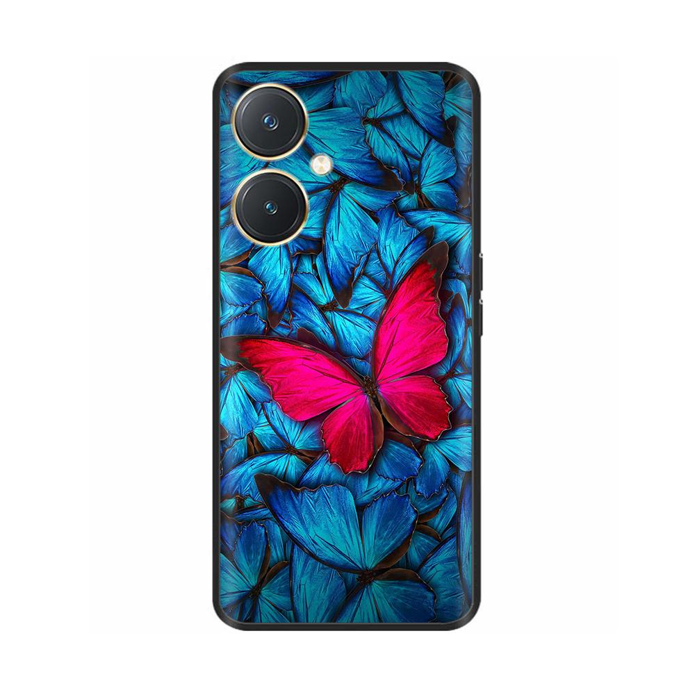 For Vivo Y27 Y27s Case Fashion Flowers Black Soft Coque Silicone Shockproof TPU Phone Cover Funda for Vivo Y27 Y 27 Bumper V2249