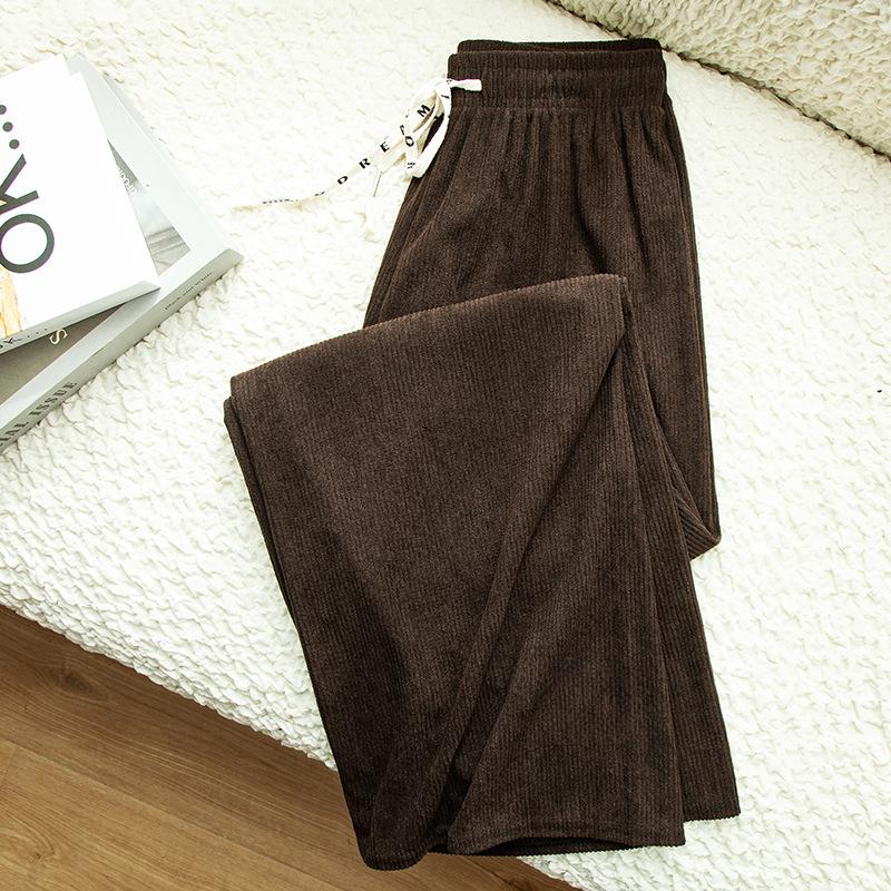 Вельветовые брюки, осенние и зимние драпированные брюки с высокой талией, повседневные широкие брюки кофейный