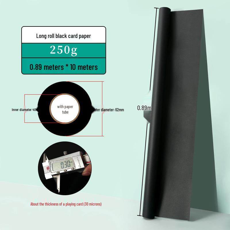 250g Black Card Paper Roll for Photography and Album Covers - Thick, Durable, Handmade Background Paper