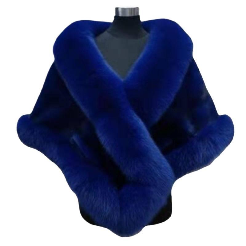 Make imitation leather coat women's long imitation mink hair new imitation fox fur collar shawl
