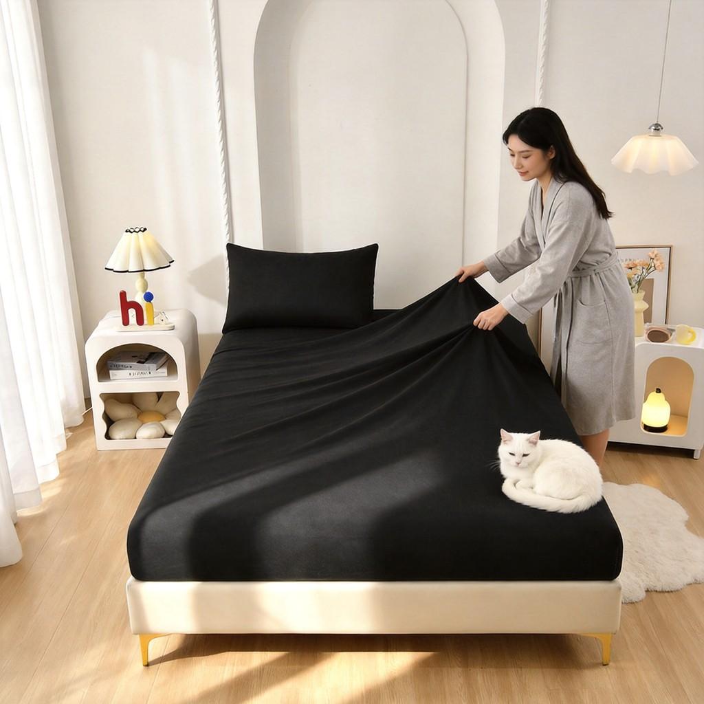 Polyester Fitted Sheet 30cm Deep And Solid Color With Breathable Fabric For Bedroom Use