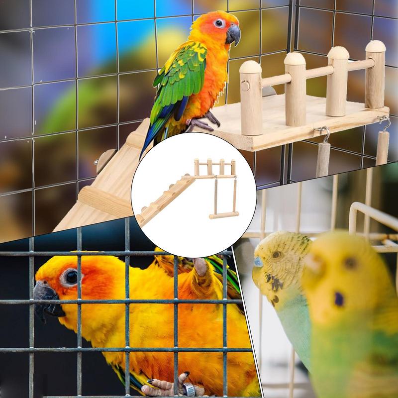 Parrot Cage Hammock Swing Cockatiel Cage Hammock Swing Toy Wooden Stand Branches Cockatiel Hammock Swing Toy Bird Cage