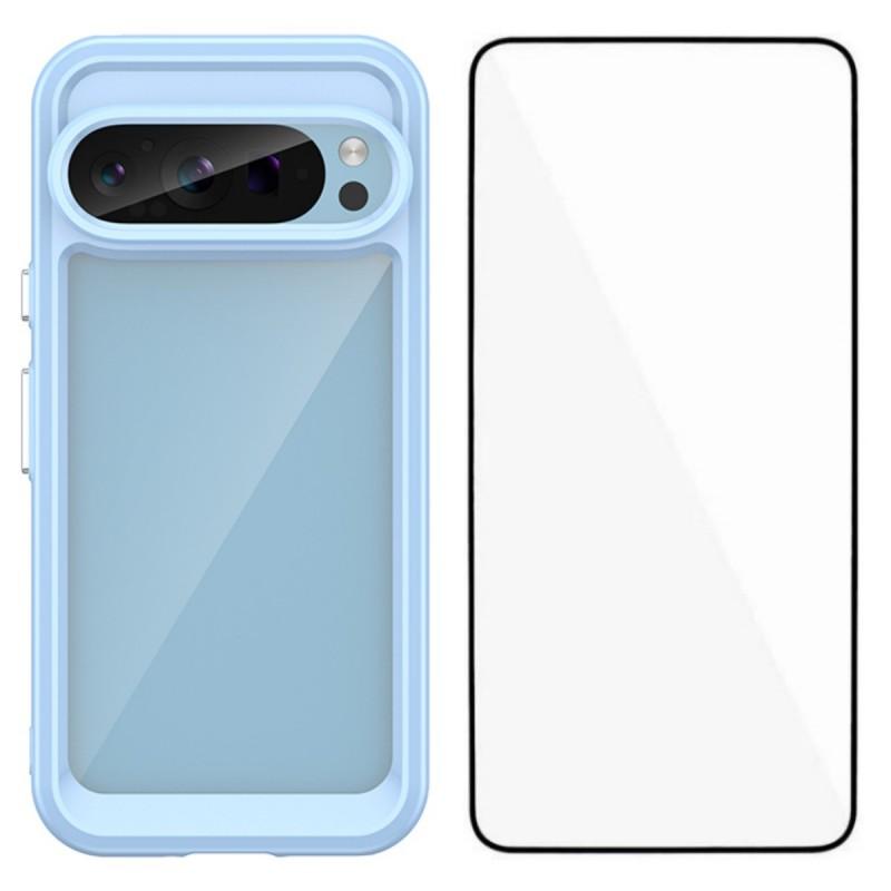 For Google Pixel 9 Phone Case WANLONFENG XC Series TPU Acrylic Cover with Tempered Glass (Big Lens Hole)