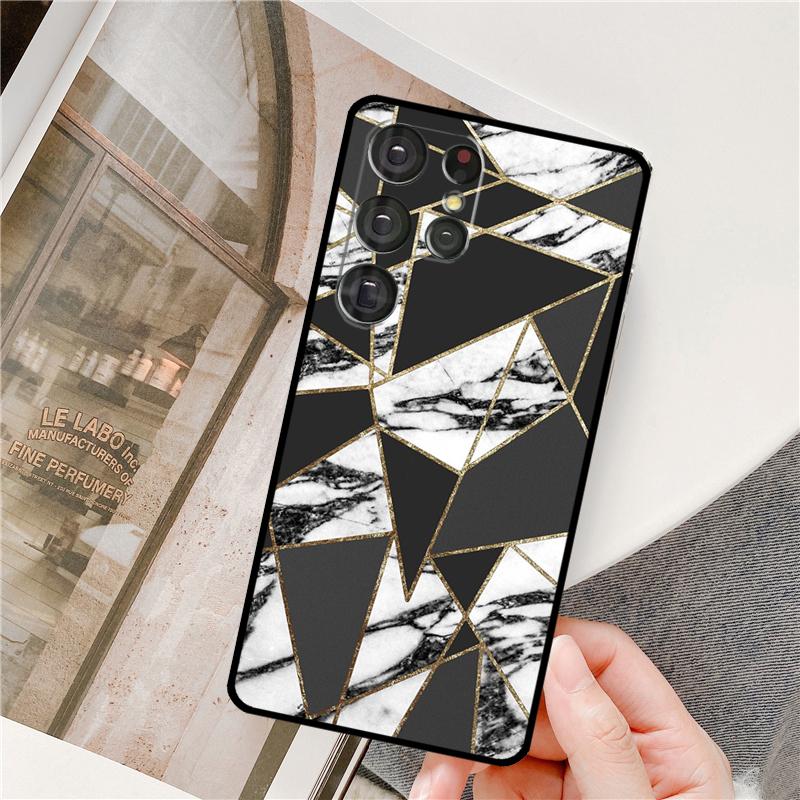 Marble Geometric Art Phone Case For Samsung Galaxy S24 Ultra S9 S10 S20 S22 S21 Plus S23 FE S25 Ultra Full Cover