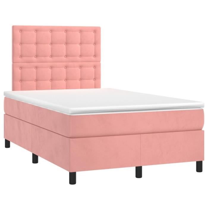 VidaXL Lit à sommier tapissier avec matelas Rose 120x200 cm Velours - Modèle 3143258