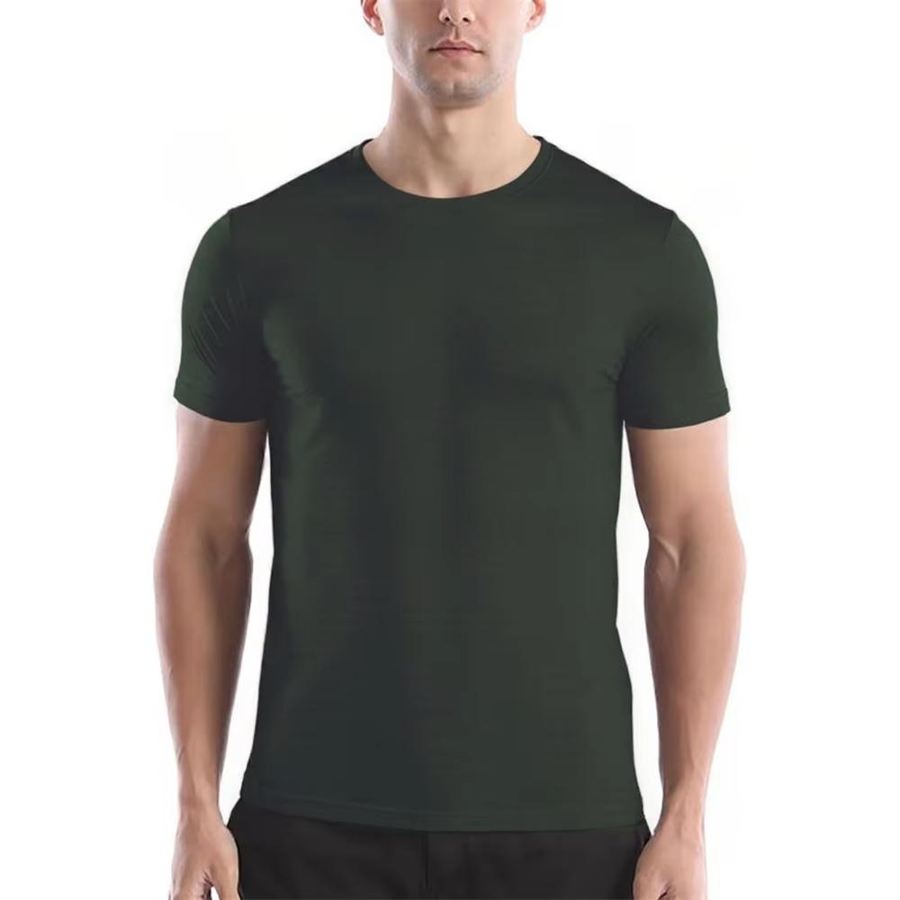 Summer Men's Quick Dry T-shirt Breathable Lightweight Sports Tees Round Neck Solid Color Short Sleeve Tops Cozy T-shirt