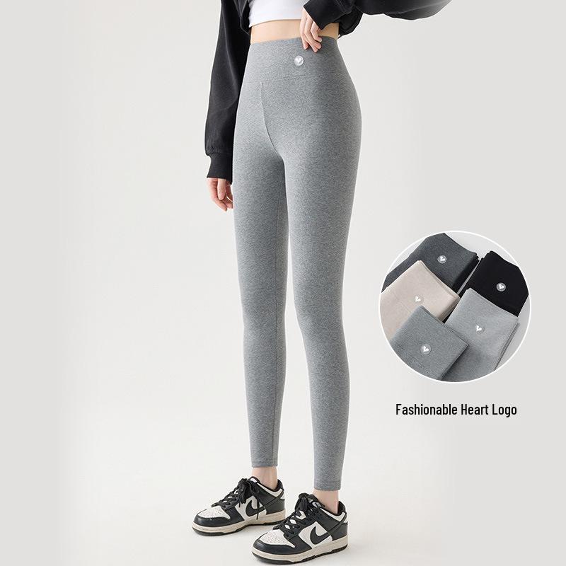 

Women s Gray High-Waisted Slimming Cotton Base Layer Pants, Nine-Tenths Length, Elastic, for Spring/Autumn. M