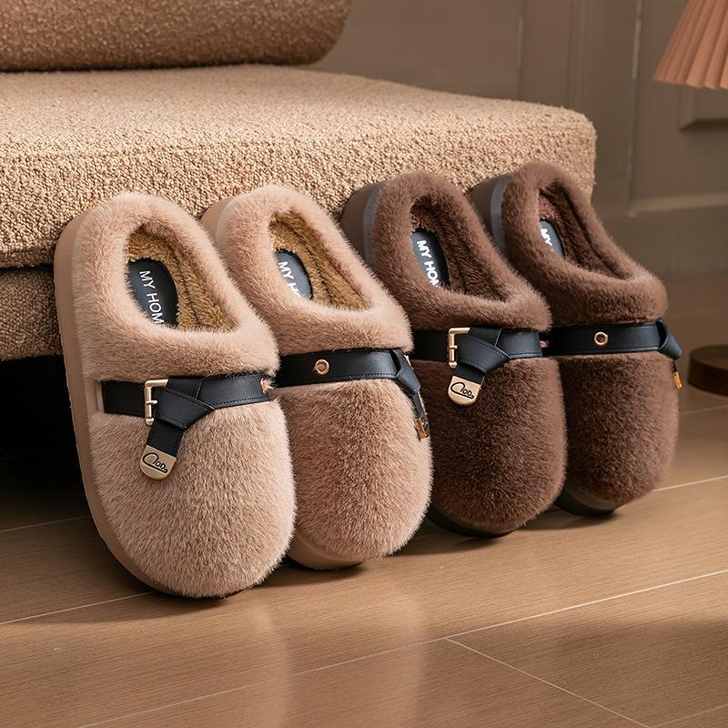 Mao Mao Slippers Women Wear Thick-soled Non-slip Cotton Slippers In Winter To Keep Warm At Home, Thickened Soft-soled Fashion Plush Cotton Mop