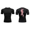 Blossom Print Short Sleeve Compression Tee Shirts Men Summer Athletic Quick Dry T-shirts Fitness Gym Workout Running Sporty Tops