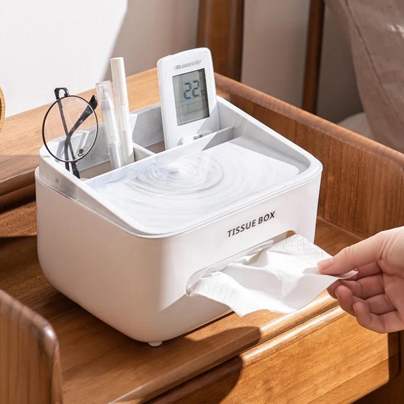 Förvaringslåda för servetter Servetthållare Dammtät Pappersservettorganiserare med lock Hem Kontor Skrivbordsorganisatör