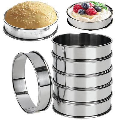6 Pezzi Anelli Muffin Acciaio Inossidabile Fai da Te Antiaderenti Doppi Arrotolati Stampo Torta Biscotto Hamburger Strumenti Pasticceria Biscotti Cucina
