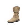 Pile Boots New Autumn and Winter Maillard Western Cowboy Short Boots Medium Tube British Martin Boots