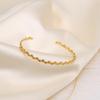 Light Luxury French Geometric Small Round Beads Irregular Staggered Opening Bracelet Titanium Steel Plated With 18K Gold