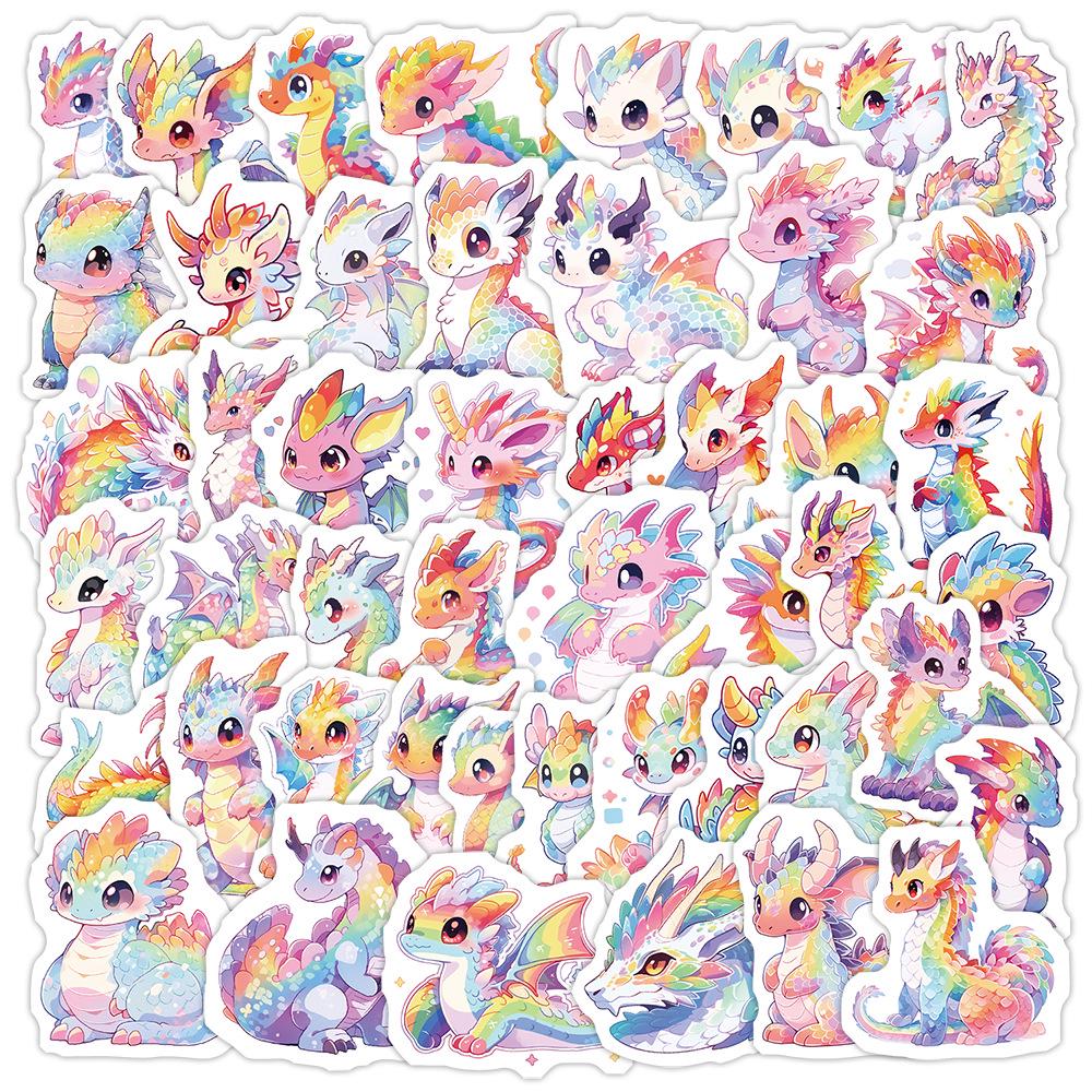 50 Dreamy Rainbow Dragon Graffiti Waterproof Stickers: Cute Animals for Water Bottles & Computers