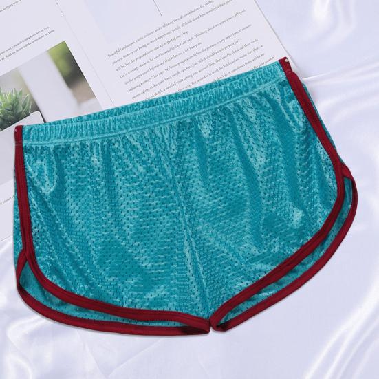 Men Underwear Solid Color U Convex Low Waist Elastic Breathable Underpants Loose Mesh Boxers Panties Casual Sport Shorts for Indoor