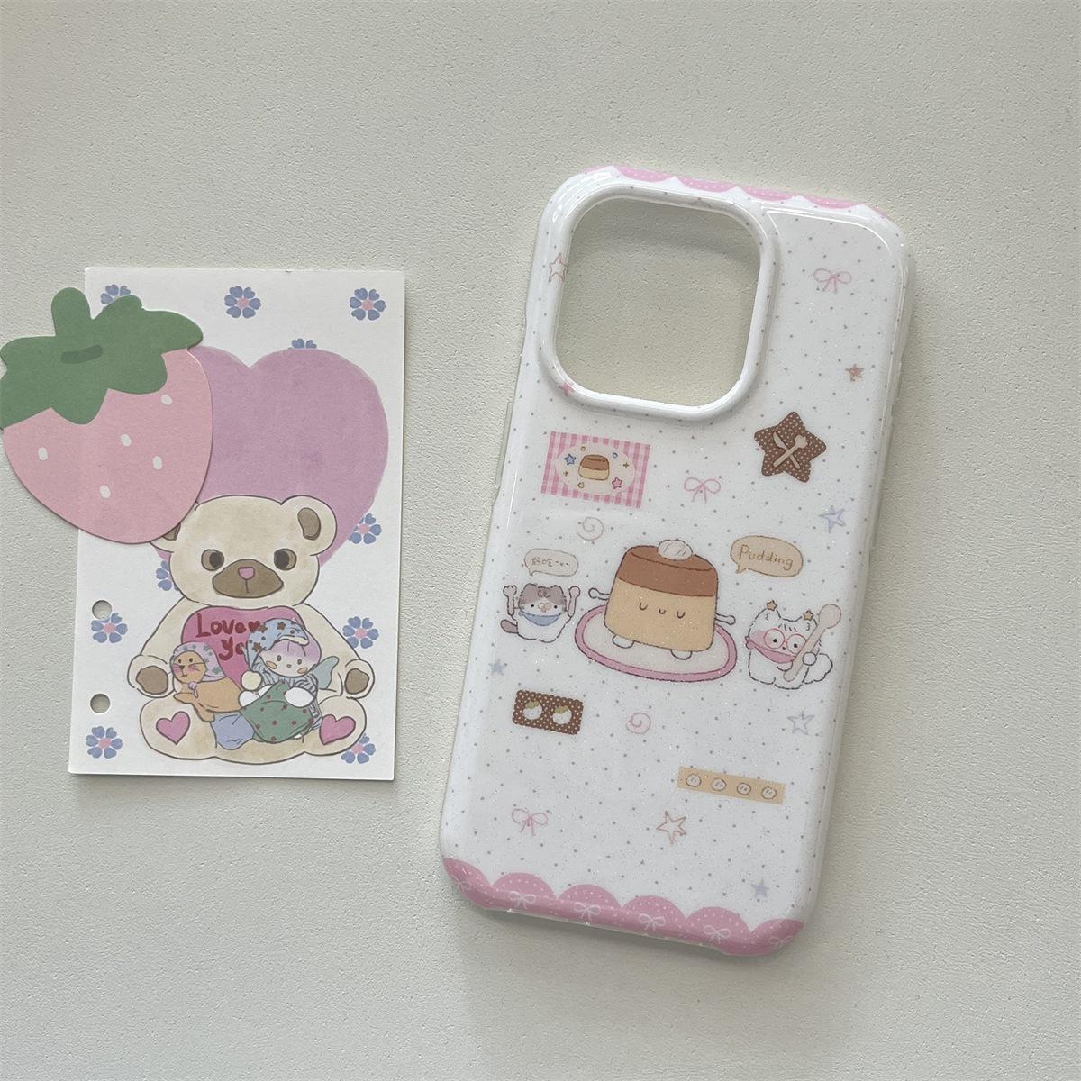 Pudding Cartoon Expression iPhone 14/13 Pro Max Drop-Proof Full Coverage Case iPhone 15