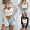 Damen Hohlstrick Häkelstrick Langarm Shrug Crop Top