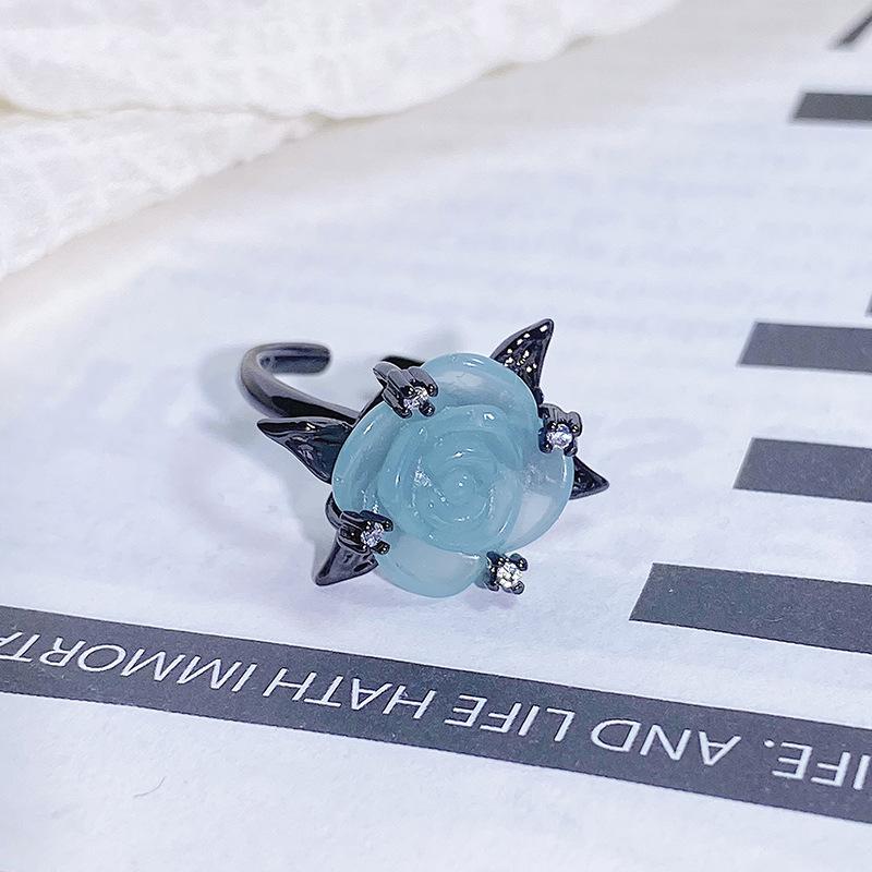 Dark Series Personality Trendy Cool Love Open Ring Irregular Inlaid Zircon Punk Retro High Sense Ring Woman