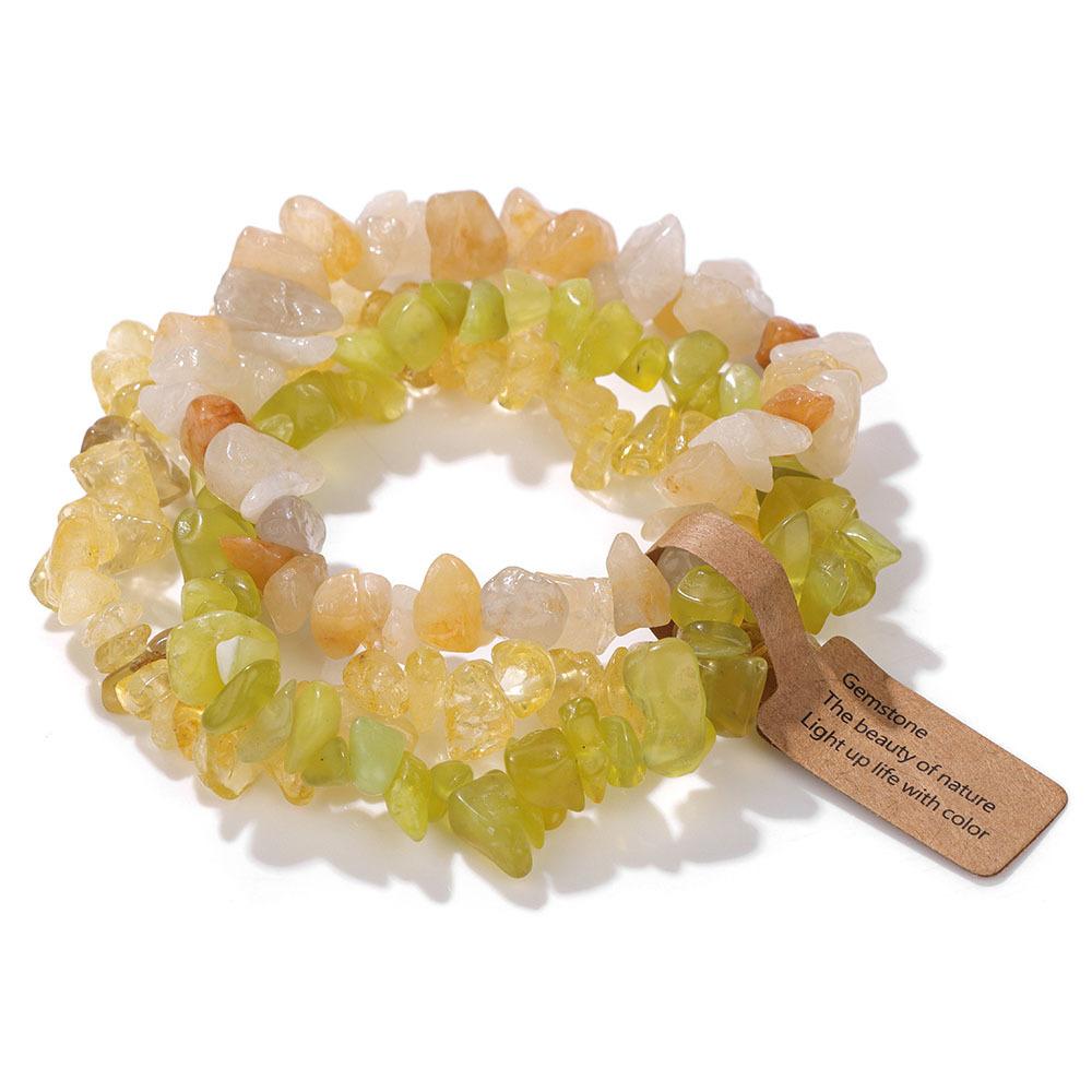 Hot Natural Chip Stone Bracelet 3Pcs/Lot Energy Crystal Gems Greval Beads Bracelet Set For Women Chip Jewelry Men Bangle Stretch