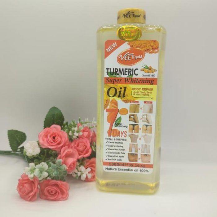 Huile Réparatrice - Tumeric - 1 Litre - Unifiante - Éclaircissante - Pour Adultes