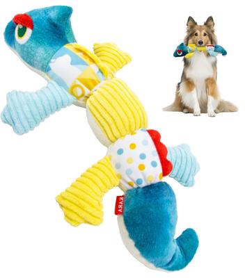Flechazo Dog Squeaky Plush Toy for and Large Dogs Toy, Heavy-Duty Small, Medium, (Blue Chameleon)