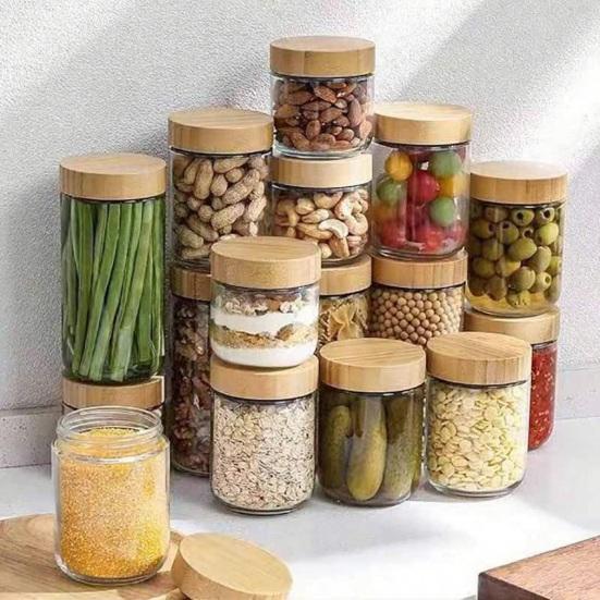 Yousheng 4Pcs/Set Overnight Oats Jars Glass Airtight Jars with Lids Leakproof Meal Prep Containers Reusable Sealed Food Storage Jars for Breakfast