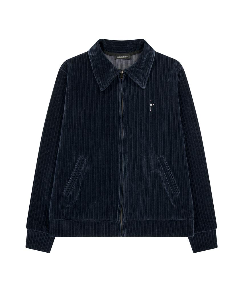 Iugamakaras Velor Collar Zip-Up Jacket (Navy)