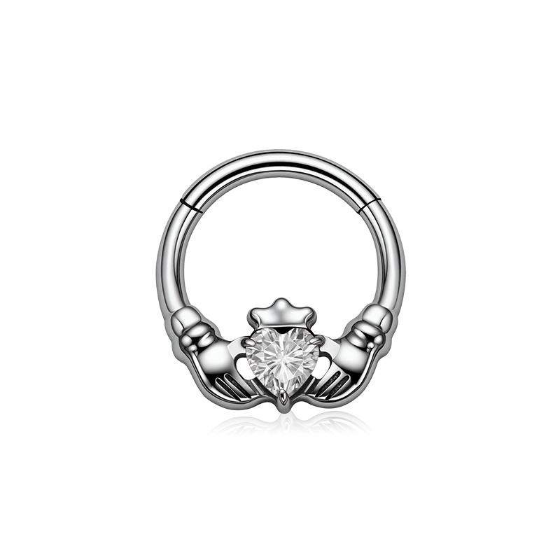 ASTM F136 Titanium with CZ Hinged Nose Ring 16G Septum Clicker Piercing Septum Daith Helix Tragus Earrings New Body Jewelry