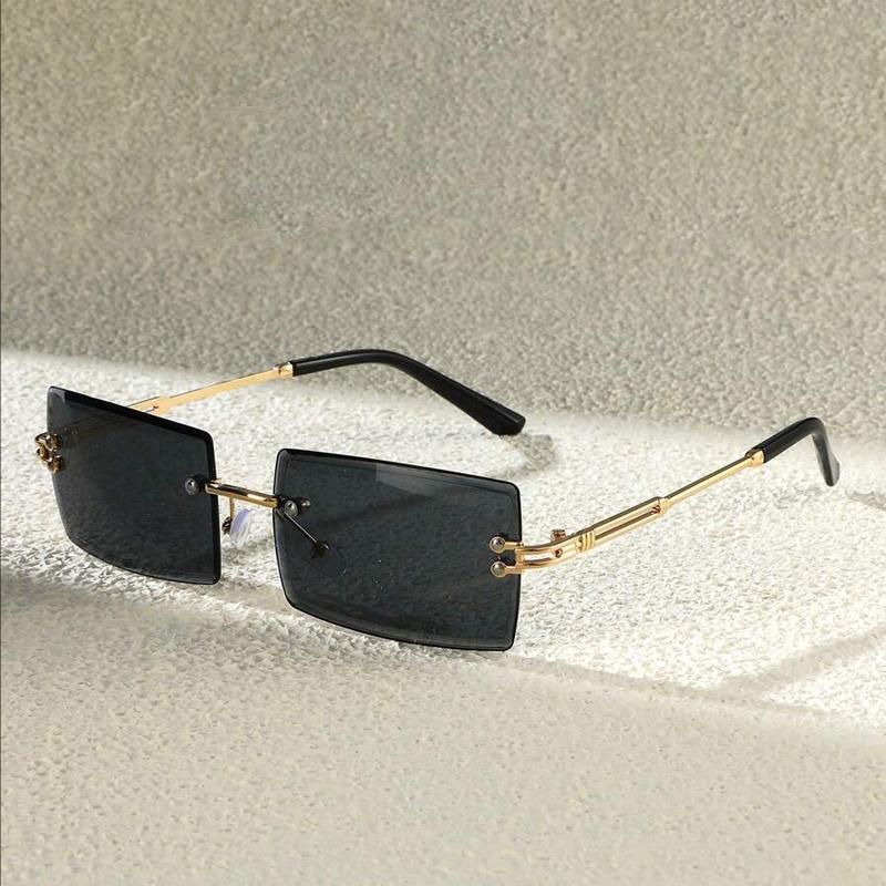 3pcs Men's Luxurious Frameless Rectangle Sunglasses Classic Fashion Eyewear For Daily Life And Outdoor Travel Beach