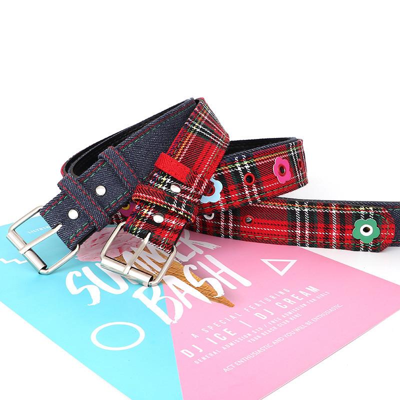 Fashionable Decoration Flower Checkered Pattern Women Wide Waistband For Daily