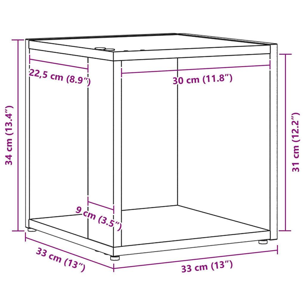 Beistelltisch Aus Schwarzem Eichenholz, Niedriger Nachttisch Im Schlafzimmer, Kreativer Niedriger Tisch Im Wohnzimmer, Maße 33x33x34,5 Cm