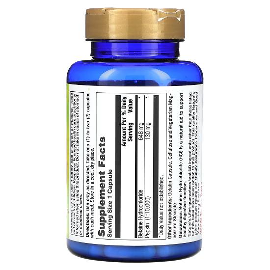 Nature's Life Betain Hcl, 648 mg, 100 Kapseln