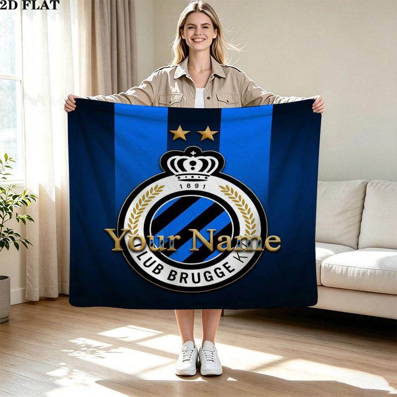 1PC Club Brugge KV Custom Name Patterned Flannel Blanket Suitable For All Seasons for Home Decor Warmth and Comfort Gifts Holiday Present