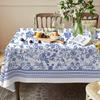 Blau-florales rustikales rechteckiges Tischdecken-Küchen-Esszimmer-Dekor Wasserdichte Tischdecke für Tisch-Feiertagsparty-Dekorationen