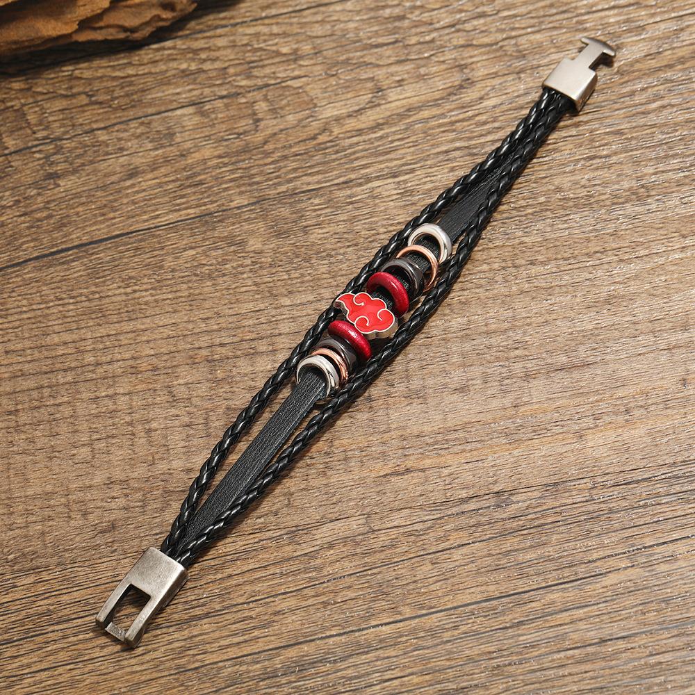 naruto anime peripheral Xiaotong Hongyun alloy bracelet personalized leather bracelet cartoon men bracelet birth date present