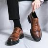 Mode Herrskor Brogues Läderskor Business Casual Krokodilmönster Lädersko Andningsbara Mjuka Sula Klänningsskor Herr Svart