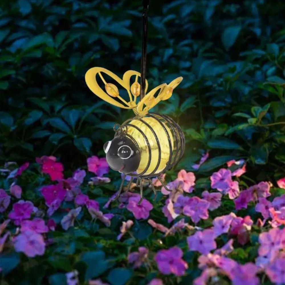 Metal Construction Solar-Powered Hanging Bee Light LED Lighting Solar-Powered LED Bugs Hanging Style Simulation Design