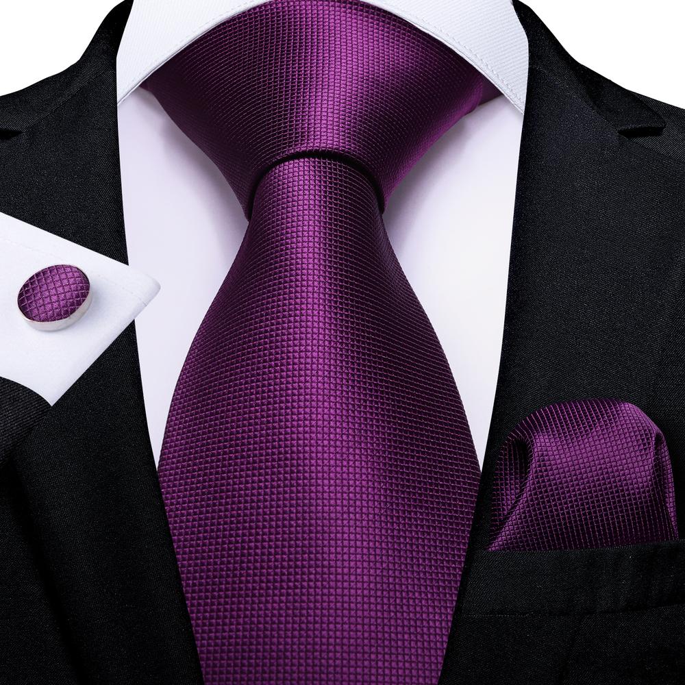 Hi-Tie Viola Unito Paisley Seta Cravatta da Matrimonio per Uomo Design Novità Fazzoletto Gemelli Regalo Set Cravatta Uomo Festa Business Dropshipping