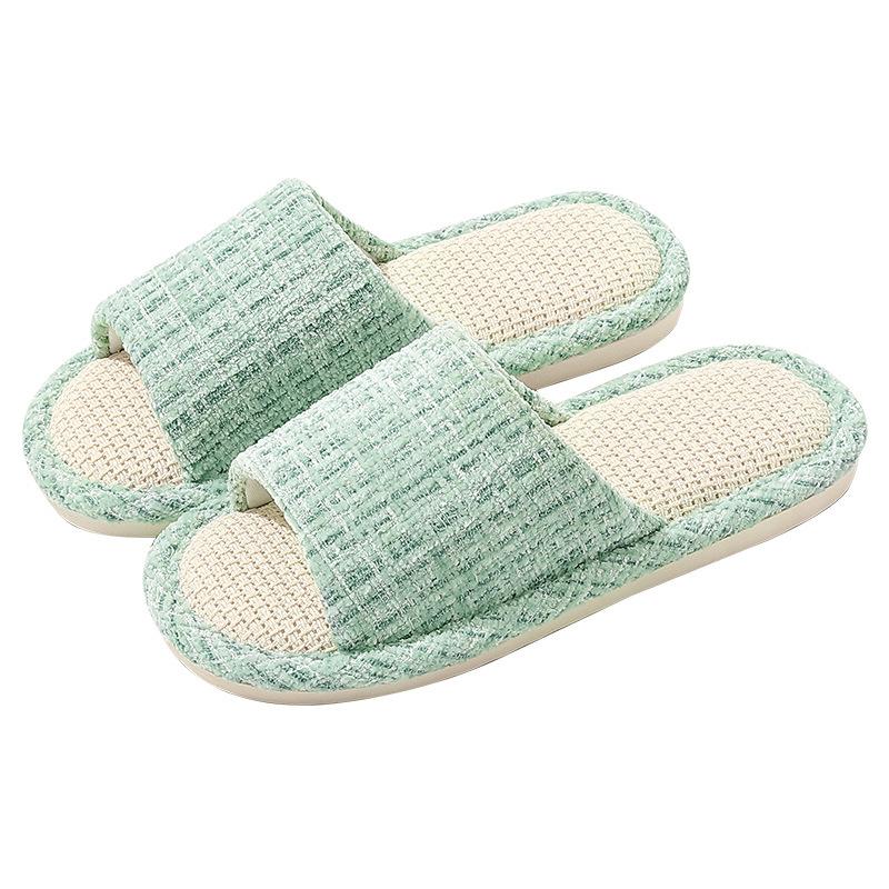 Breathable sweat-absorbing linen slippers Home indoor silent non-slip Japanese four-season hospitality cotton and linen slippers