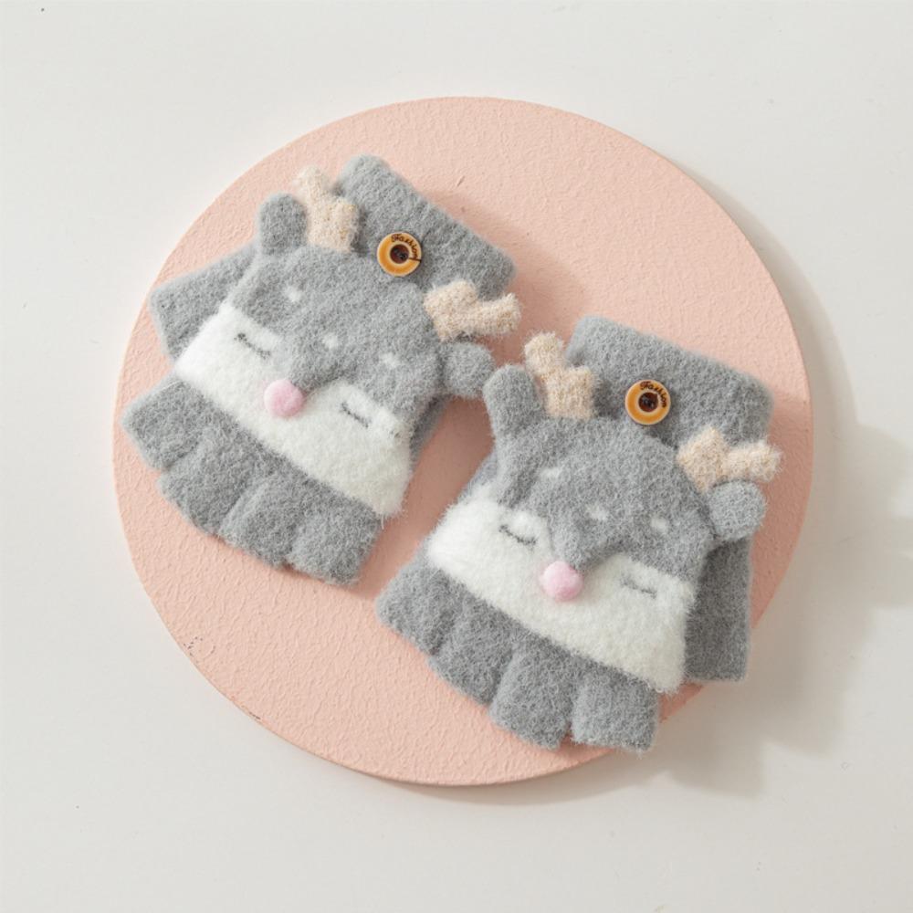 Winter Warm Knitting Mittens Breathable Fingerless Gloves Lovely Kids Gloves  Boys Girls