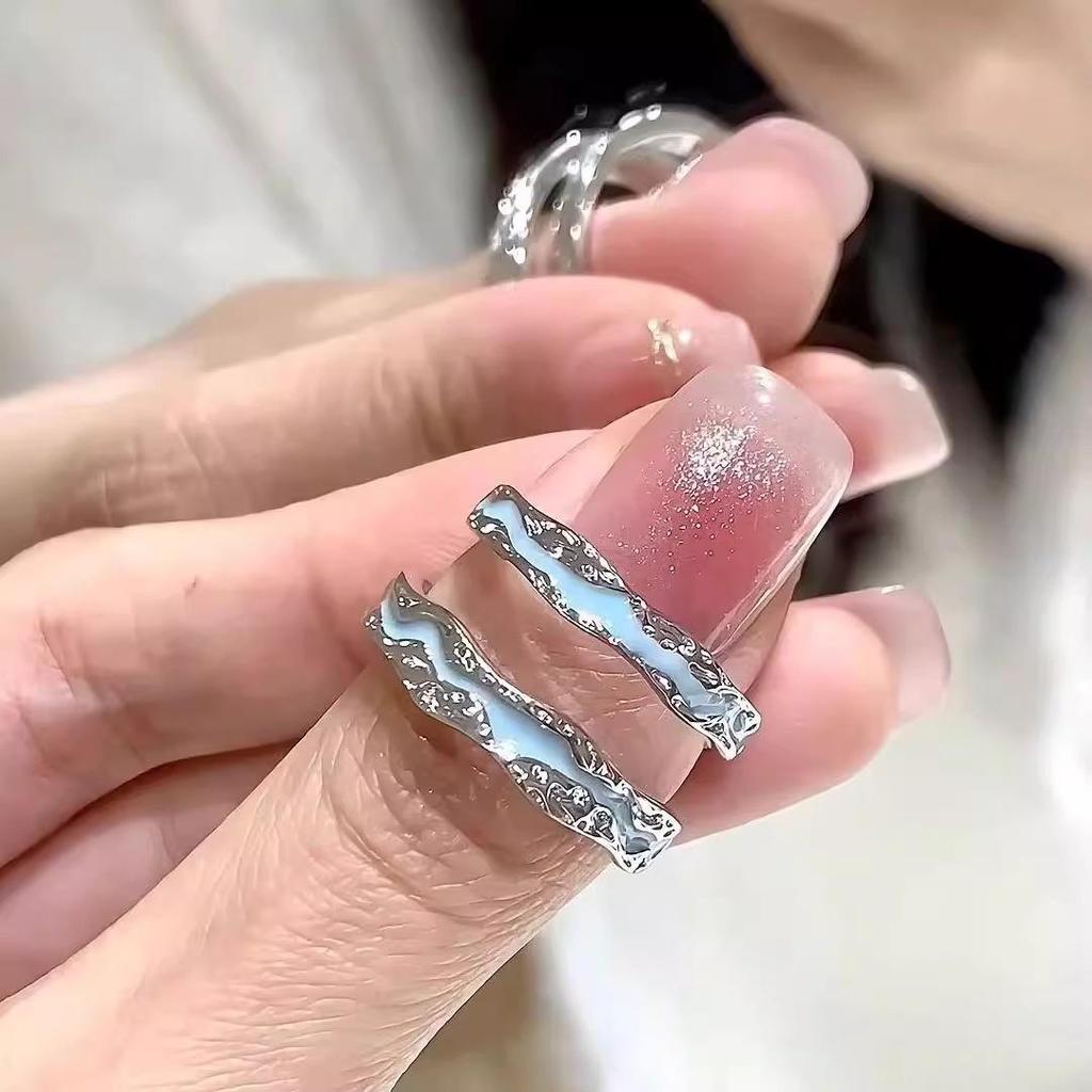 Sterling Silver Aurora Luminous Couple Rings for Men and Women Pair Enamel