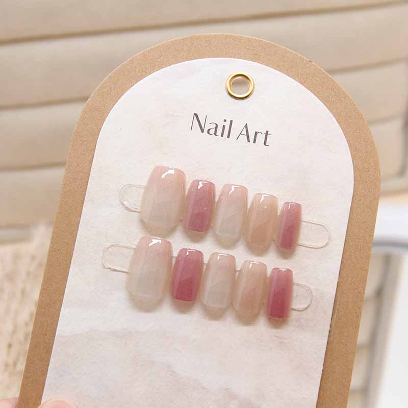 10Pcs Women Cat Eye Gradient Press On Nails Square False Nails Detachable Wearable Nail Tips
