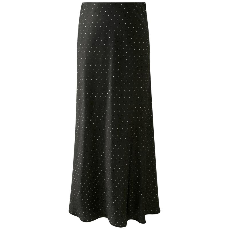 

SanCai Polka Dot High-Waist A-Line Satin Midi Skirt L
