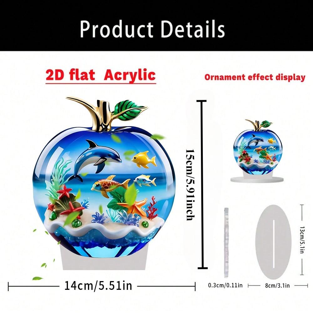 Μήλο Σχήματος Παραλίας και Ωκεανού, 2D Επίπεδο Ακρυλικό, Επιτραπέζια Διακόσμηση, Κατάλληλο για Σαλόνι, Γραφείο, Πάρτι, Δώρα, Χριστούγεννα, Απόκριες