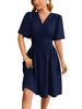 2024 Spring/Summer Women's V-Neck Waist-Cinching Flared Sleeve Dress